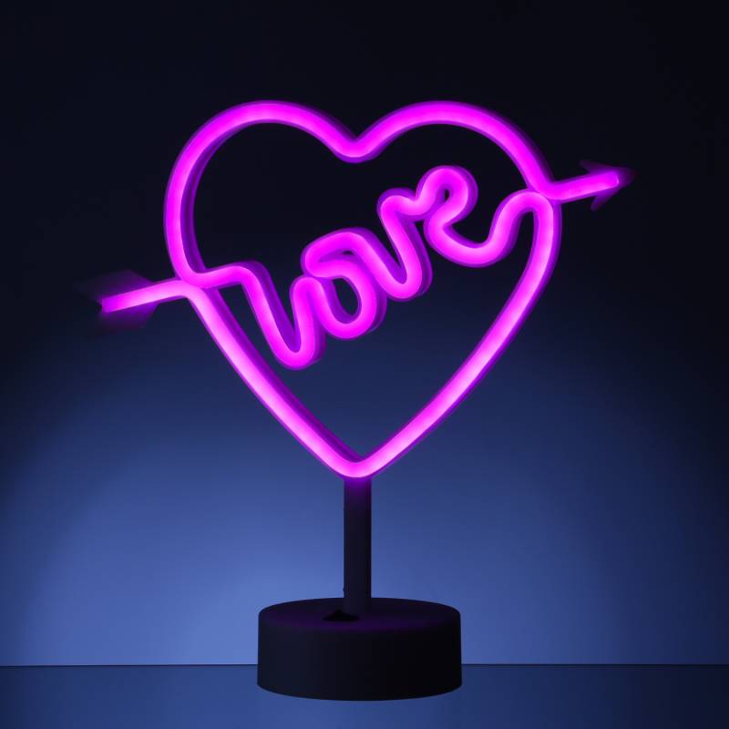 LED NEON Figur LOVE - pinkes Herz mit Pfeil - Neon Schild - H: 25cm - Batterie oder USB Betrieb von SATISFIRE