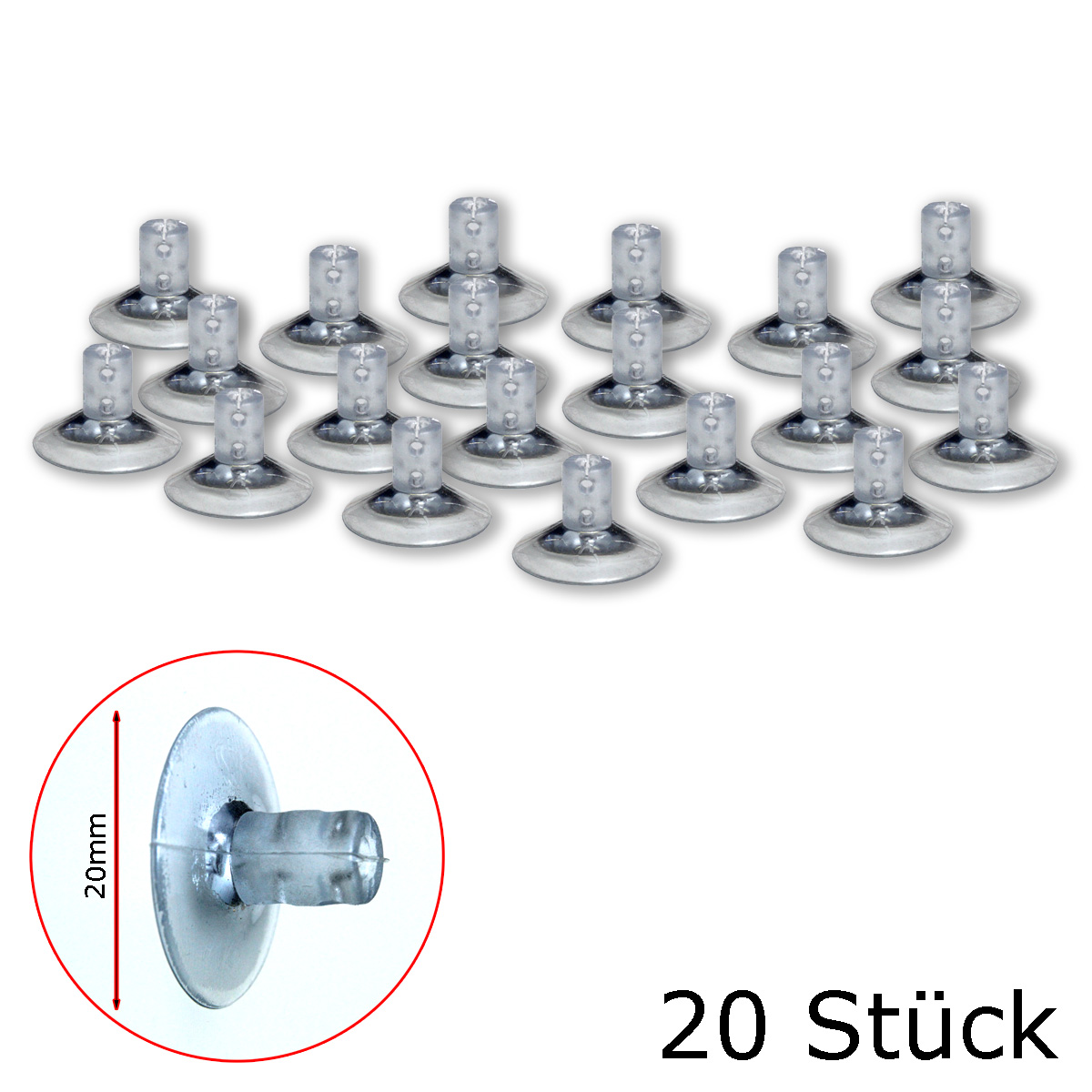 Lichterketten Saugnapf mit Kabelschlitz - 20mm - 20er Set - ideal für Fenster, Möbeln und Fliesen Lichterketten Saugnapf mit Kabelschlitz - 20mm - 20er Set - ideal für Fenster, Möbeln und Fliesen von SATISFIRE