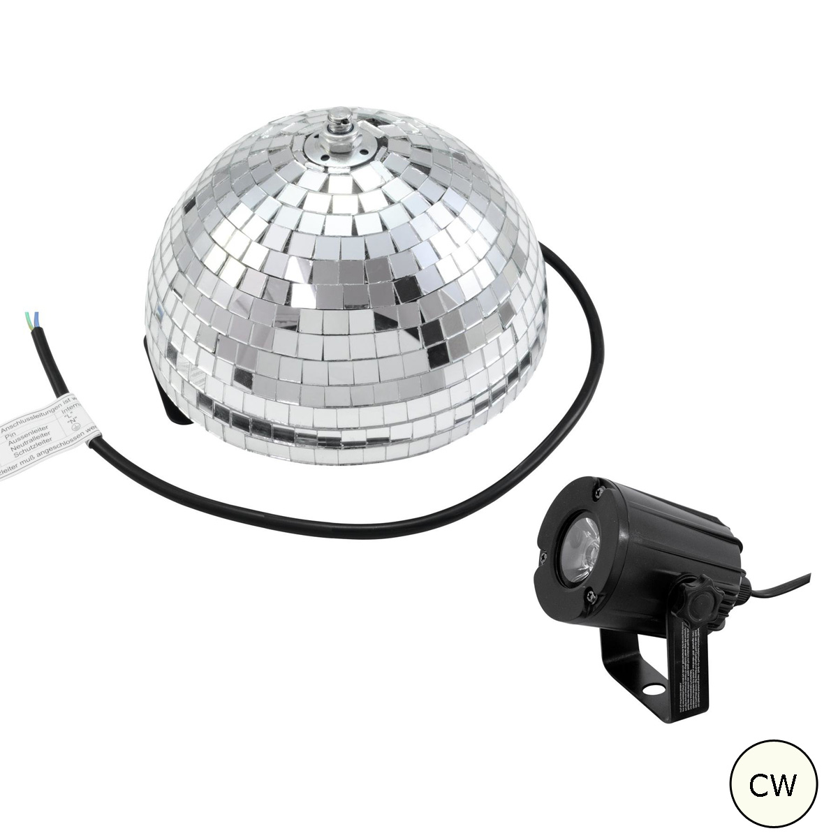 Set Halbspiegelkugel 20cm + 1 x LED Pinspot 3W Kaltweiss Set Halbspiegelkugel 20cm + 1 x LED Pinspot 3W Kaltweiss von SATISFIRE