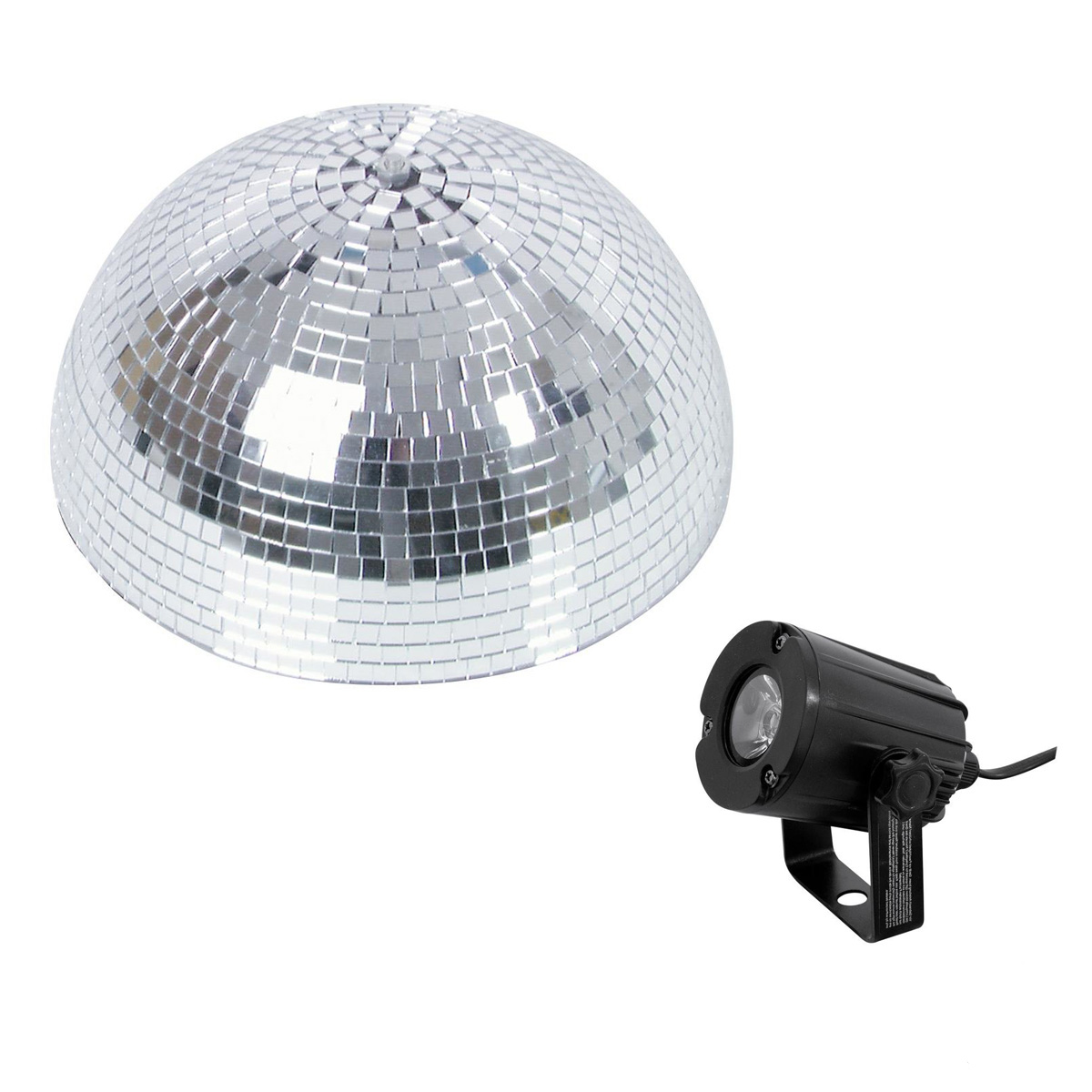 Set Halbspiegelkugel 30cm + 1 x LED Pinspot 3W Warmweiss Set Halbspiegelkugel 30cm + 1 x LED Pinspot 3W Warmweiss von SATISFIRE