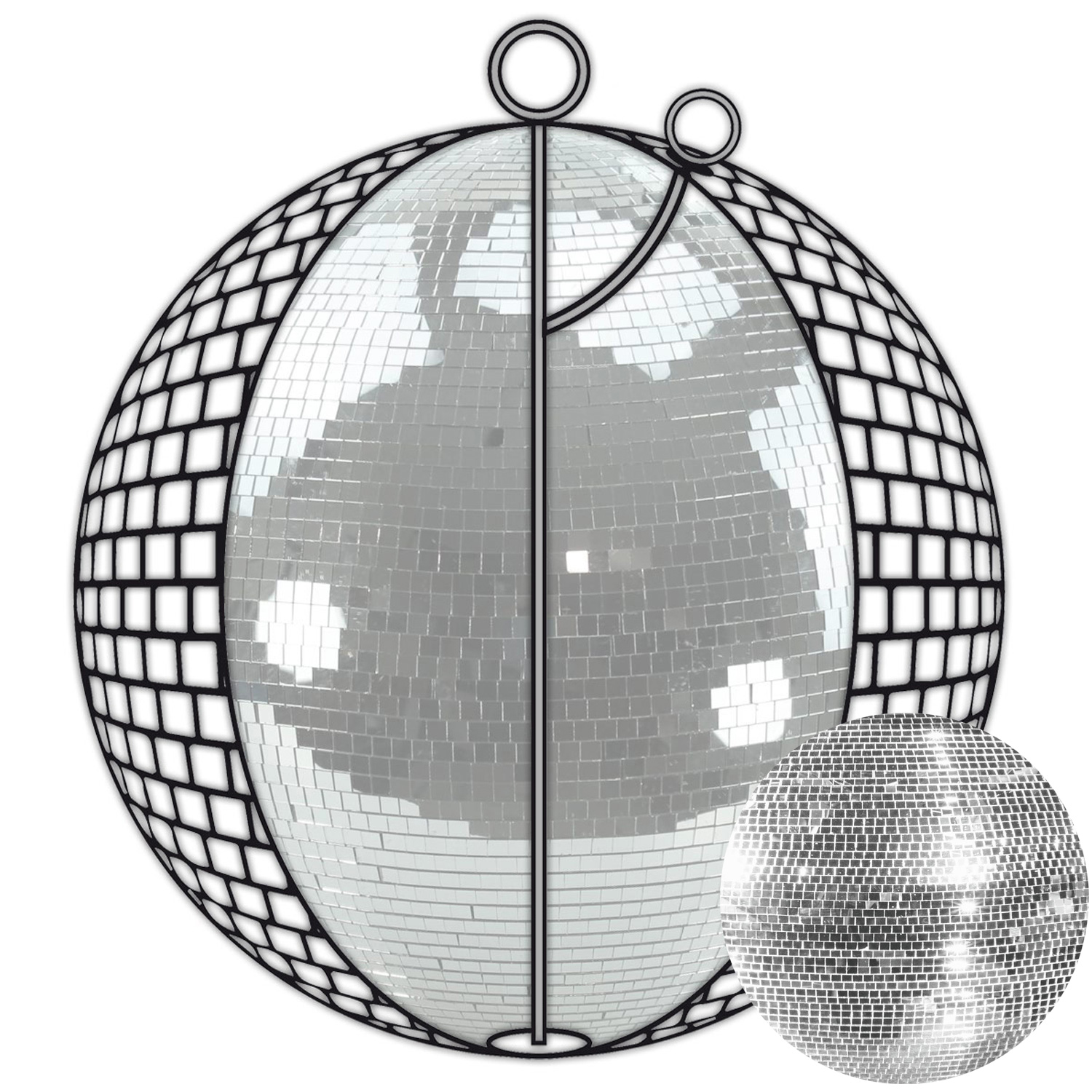 Spiegelkugel 100cm - silber - Diskokugel Echtglas - 7x7mm Spiegel - PREMIUM Serie von SATISFIRE