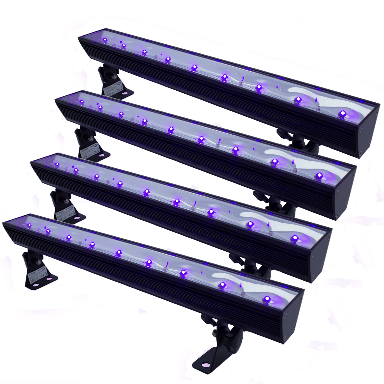 UV50LED BAR 4er Set - 9x3W Schwarzlicht Bar - Metallgehäuse schwenkbar von SATISFIRE