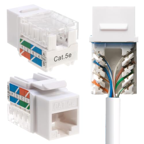 SATMAXIMUM RJ45 Cat5e CAT6 Keystone Ethernet Wandklinke Punch Down Keystone UTP 45 Grad weiß – wählen Sie eine Packung von 5/10/20/30/50 (10) von SATMAXIMUM