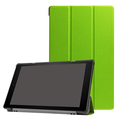SATURCASE Amazon Fire HD 10 2019 Hülle, PU Leder Flip Faltbar Folio Standfunktion Schutzhülle Tasche Hülle mit Auto Sleep/Wake Funktion für Amazon Fire HD 10 2019 Release (9th Gen) (Grün) von SATURCASE
