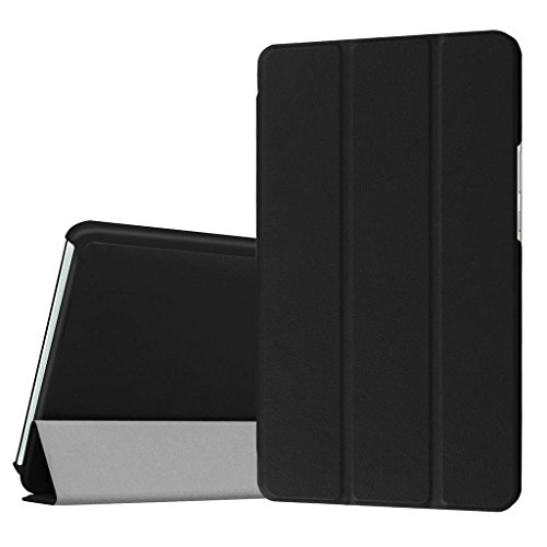 SATURCASE Huawei MediaPad M3 8.4 Hülle, PU Leder Flip Umklappbar Foliant Standfunktion Schützend Tablet Tasche Hülle Schutzhülle Tablethülle für Huawei MediaPad M3 8.4 (Schwarz) von SATURCASE