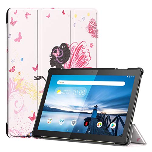 SATURCASE Lenovo Tab M10 Hülle, Schön PU Leder Flip Faltbar Folio Standfunktion Schützend Tablethülle Schutzhülle Tablet Tasche Hülle für Lenovo Tab M10 (KN-6) von SATURCASE