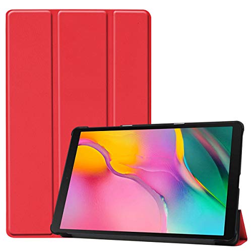 SATURCASE Samsung Galaxy Tab A 10.1 (2019) Hülle, PU Leder Flip Faltbar Folio Standfunktion Schützend Schutzhülle Tablet Tasche Hülle für Samsung Galaxy Tab A 10.1 (2019) SM-T510 T515 (Rot) von SATURCASE