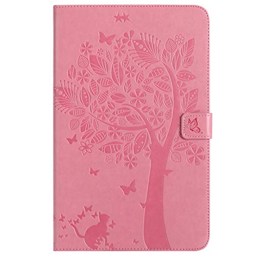 SATURCASE Samsung Galaxy Tab E 9.6 Hülle, Baum PU Lederhülle Magnetverschluss Flip Brieftasche Standfunktion Schutzhülle Tablet Tasche Hülle für Samsung Galaxy Tab E 9.6 SM-T560 T561 (Rosa) von SATURCASE