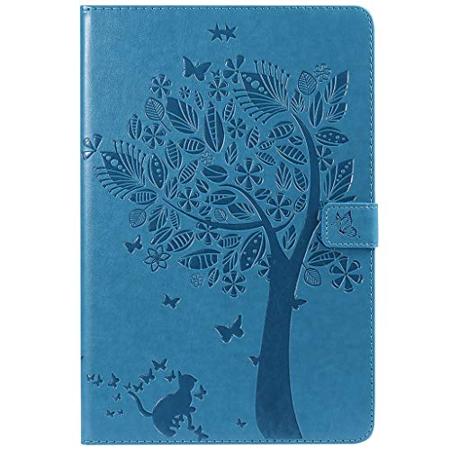 SATURCASE Samsung Galaxy Tab S4 10.5 Hülle, Baum PU Lederhülle Magnetverschluss Flip Brieftasche Standfunktion Schutzhülle Tablet Tasche Hülle für Samsung Galaxy Tab S4 10.5 SM-T830 T835 (Blau) von SATURCASE