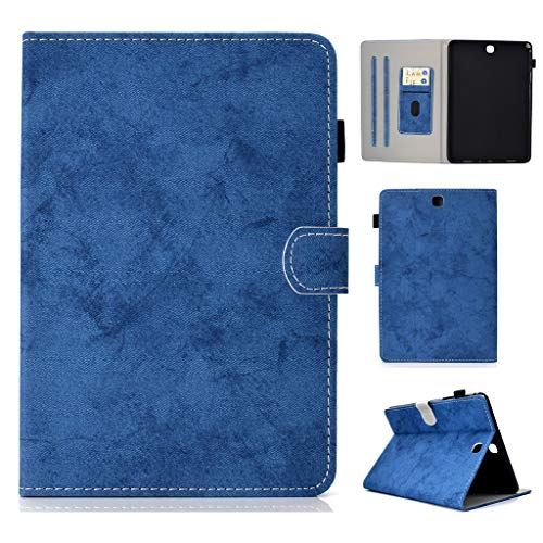 SATURCASE Schutzhülle für Galaxy Tab A 9.7, Retro-Stil, PU-Leder, mit Magnetverschluss, Kartenfächern, Blau von SATURCASE