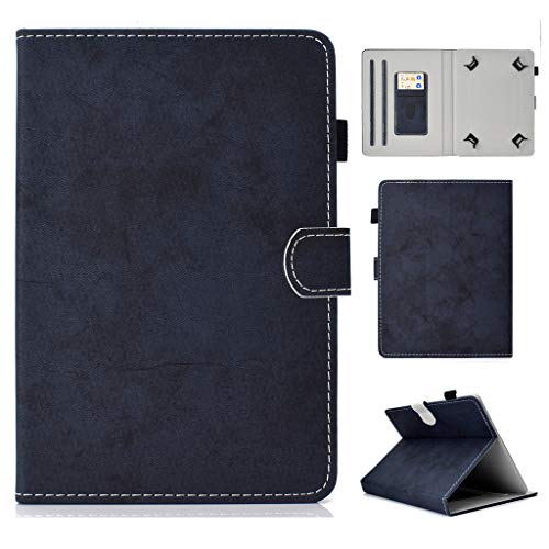 SATURCASE Universal Tablet Hülle für 20,3 - 9,5 Zoll Tablet Gerät, Retro Stil PU Leder Flip Magnet Wallet Stand Kartenfächer Hülle für 20,3 - 9,5 Zoll Tablet dunkelblau von SATURCASE