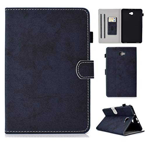 Samsung Galaxy Tab A 10.1 (2016) Hülle, Samsung Galaxy Tab A 10.1 (2016) SM-T580 T585 Retro Style PU Leder Flip Magnet Wallet Stand Kartenfächer Hülle Cover Case Etui für Samsung Galaxy Tab A 10.1 (2016) SM-T580 T585 dunkelblau von SATURCASE