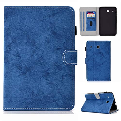 Samsung Galaxy Tab E 8.0 Hülle, Samsung Galaxy Tab E 8.0 T375 T377 Retro Style PU Leder Flip Magnet Wallet Stand Card Slots Case Cover Cover for Samsung Galaxy Tab E 8.0 T375 T377 blau von SATURCASE