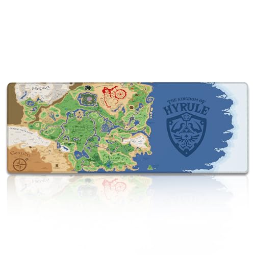 Anime Zelda Map Gaming-Mauspad, wasserdichtes Tastatur-Pad mit rutschfester Gummiunterseite für Büro, Desktop, erweiterte große Schreibtischunterlage, 80 x 30 x 3 mm von SAUOUIX