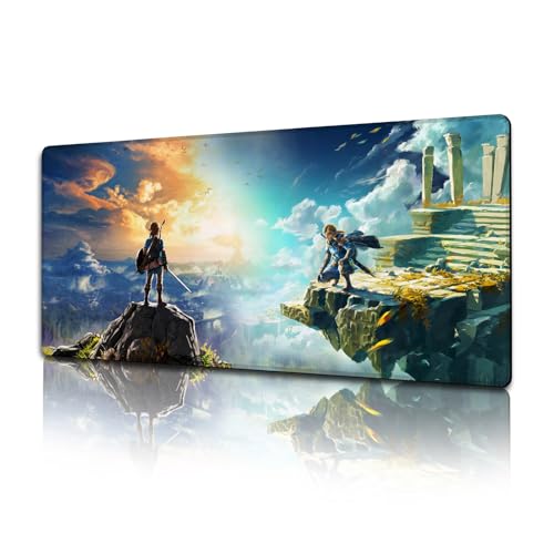 SAUOUIX Anime Zelda Gaming-Mauspad, wasserdichtes Tastatur-Pad mit rutschfester Gummiunterseite für Büro, Desktop, erweiterte große Schreibtischunterlage, 90,2 x 39,9 x 3 mm, 15.7x35.5inch von SAUOUIX