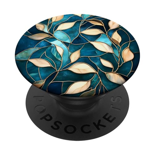Blaugrüne botanische Blumenblätter PopSockets Klebender PopGrip Blaugrüne botanische Blumenblätter PopSockets Klebender PopGrip von SAVARLO