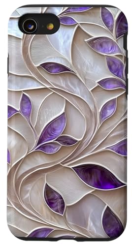 Lila Elfenbein Botanische Blätter Floral Aesthetic Hülle für iPhone SE (2020) / 7 / 8 von SAVARLO