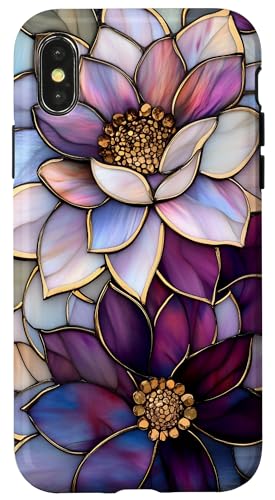 Lila Floral Dahlia Flower Botanical Nature Hülle für iPhone X/XS Lila Floral Dahlia Flower Botanical Nature Hülle für iPhone X/XS von SAVARLO