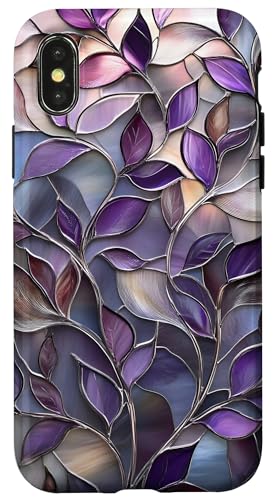 Lila botanische Blätter Floral Aesthetic Hülle für iPhone X/XS Lila botanische Blätter Floral Aesthetic Hülle für iPhone X/XS von SAVARLO