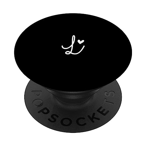 Minimalistischer Anfangsbuchstabe L Herz Monogramm Schwarz-Weiß PopSockets mit austauschbarem PopGrip Minimalistischer Anfangsbuchstabe L Herz Monogramm Schwarz-Weiß PopSockets mit austauschbarem PopGrip von SAVARLO