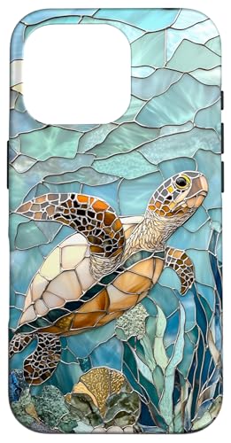 Schildkröte Meeresleben Ozean Thema Blau Türkis Hülle für iPhone 16 Pro Schildkröte Meeresleben Ozean Thema Blau Türkis Hülle für iPhone 16 Pro von SAVARLO