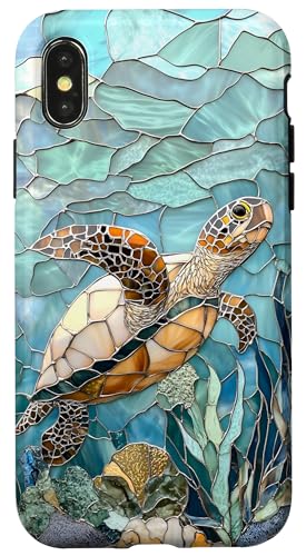 Schildkröte Meeresleben Ozean Thema Blau Türkis Hülle für iPhone X/XS Schildkröte Meeresleben Ozean Thema Blau Türkis Hülle für iPhone X/XS von SAVARLO