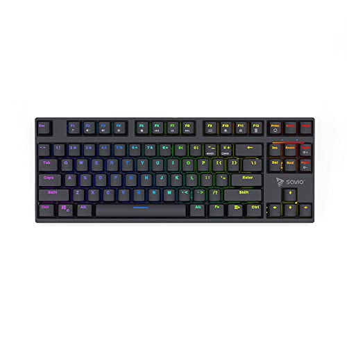 SAVIO Gaming Tastatur Mechanische Kabellos “Rampage” - RGB Gaming Keyboard Wireless mit QWERTY Layout - Mechanische Gaming Tastatur Bluetooth Kompatibel mit Windows PC & Mac von SAVIO
