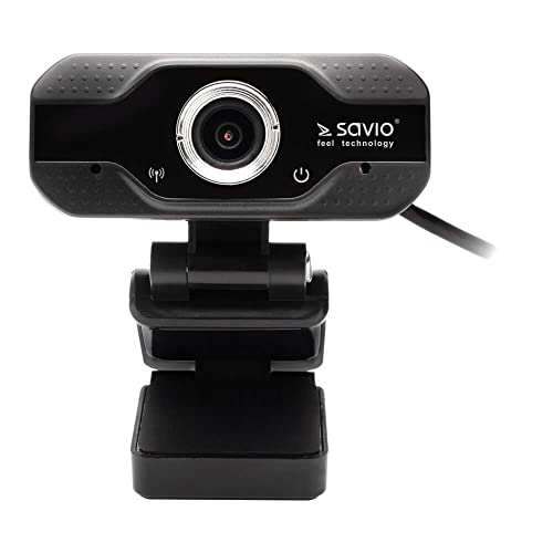 SAVIO Webcam mit Mikrofon - PC Kamera mit Mikrofon - USB Webcam Full HD - Webcam 1080p Kompatibel mit Windows 7, 8, 10, macOS und Linux - Kamera PC mit 120°-Objektiv von SAVIO