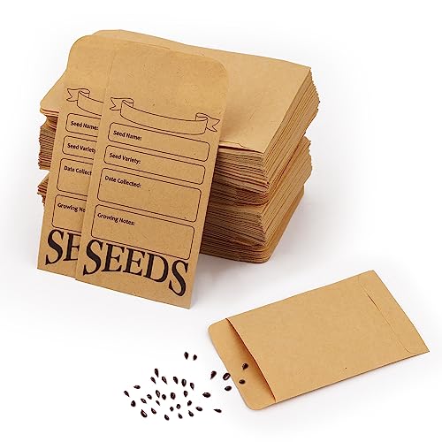 200 Stück Samen Umschläge, Wiederverwendbare Selbstdichtende Samenumschläge Bedruckt mit Typennamensvorlage Kleine Samenpakete zum Aufbewahren und Sammeln von Samen von SAVITA