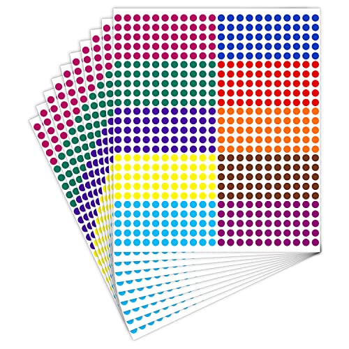 5500 Stück Farbige Punkte Aufkleber, 6mm Runde Codierungs Aufkleber Farbige Etiketten Selbstklebend Dot Aufkleber für Schule Büro Etikettierung Zubehör (10 Farben) von SAVITA