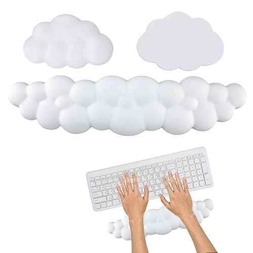 Keyboard Cloud Handballenauflage mit Mauspad Ablage, Mauspad mit Handgelenkauflage Ergonomische Palm-Tastatur-Cloud-Handgelenkauflage mit Lederuntersetzer für Computer-Laptop-Büroarbeiten von SAVITA