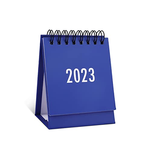 Mini Tischkalender, August 2022 bis Dezember 2023 Kleiner Tischkalender Small Desk Calendar Kalender Sehr Klein Doppeldrahtbindung mit Aufklebern für Männer Frauen Büro (Blau) von SAVITA