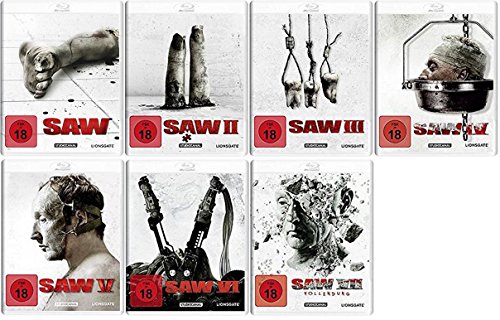 Saw Teil 1-7 Komplett / Blu-ray Set White Editions Teil 1+2+3+4+5+6+7 / Mit neuen Artworks und Bonusmaterial Saw Teil 1-7 Komplett / Blu-ray Set White Editions Teil 1+2+3+4+5+6+7 / Mit neuen Artworks und Bonusmaterial von SAW