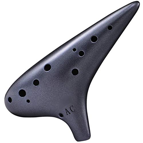 Töpferflöte, 12-Loch Alto C Frosted Clay Ocarina,(Black) von SBJKLYRN