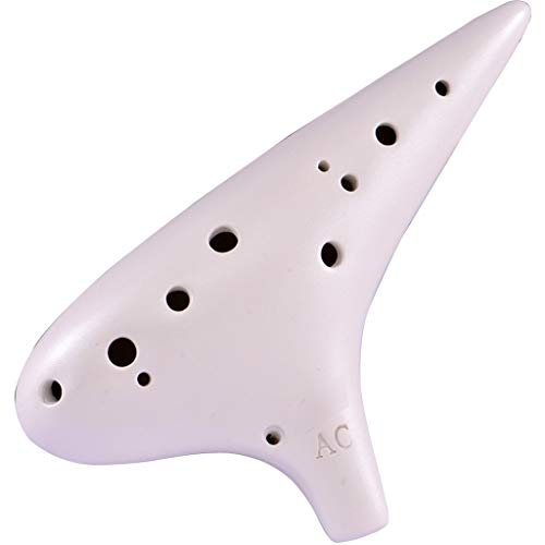 Töpferflöte, 12-Loch Alto C Frosted Clay Ocarina,(Ivory White) von SBJKLYRN