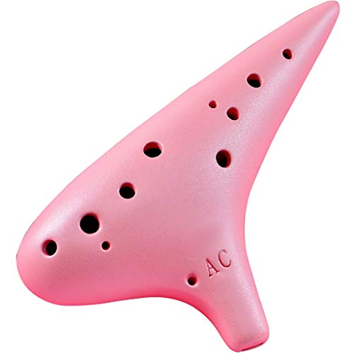 Töpferflöte, 12-Loch Alto C Frosted Clay Ocarina,(Pink) von SBJKLYRN