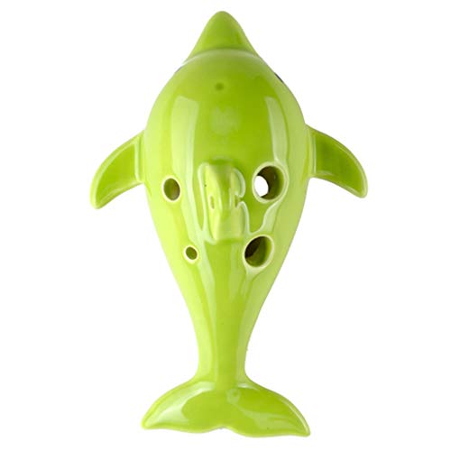 Töpferflöte, Kreative Cartoon Delphin-förmige Keramik Ocarina 6 Loch Alto C, Geschenke for kleine Jungen/Mädchen(Green) von SBJKLYRN