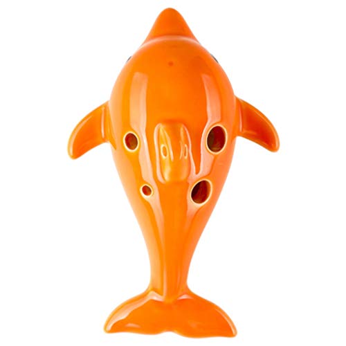 Töpferflöte, Kreative Cartoon Delphin-förmige Keramik Ocarina 6 Loch Alto C, Geschenke for kleine Jungen/Mädchen(Orange) von SBJKLYRN