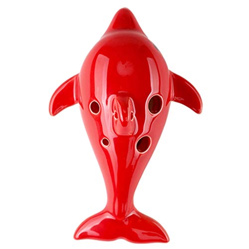 Töpferflöte, Kreative Cartoon Delphin-förmige Keramik Ocarina 6 Loch Alto C, Geschenke for kleine Jungen/Mädchen(Red) von SBJKLYRN