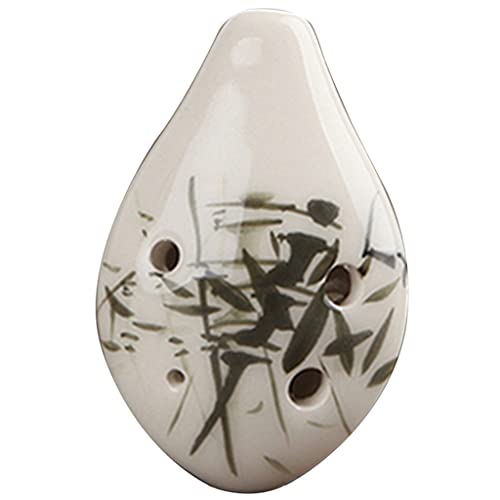 Töpferflöte, Vintage bemalte Blumen 6-Loch SC Keramik Ocarina, exquisite Ornamente(Bamboo) von SBJKLYRN