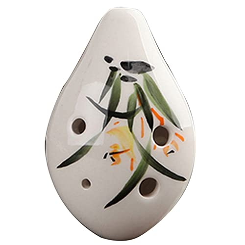 Töpferflöte, Vintage bemalte Blumen 6-Loch SC Keramik Ocarina, exquisite Ornamente(Orchid) von SBJKLYRN