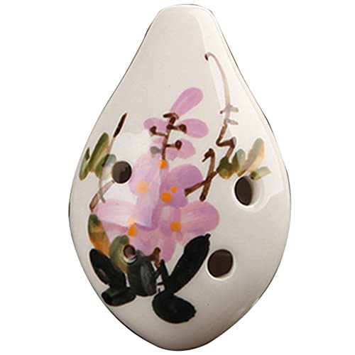 Töpferflöte, Vintage bemalte Blumen 6-Loch SC Keramik Ocarina, exquisite Ornamente(Wisteria) von SBJKLYRN