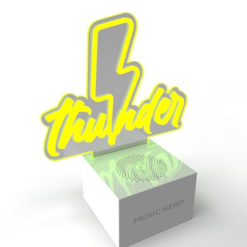 MUSIC HERO NEON Wireless Speaker, tragbarer 3 W Audio-Lautsprecher mit Heller LED, On/Off-Taste, USB-C-Ladekabel im Lieferumfang enthalten, bis zu 2 Stunden kontinuierliche Musik, Gelb von MUSIC HERO