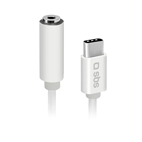 SBS Audio-Adapter, 3,5 mm Klinkenstecker auf USB-C-Stecker, Metallstecker, für Smartphone, Kopfhörer, HiFi-Stereo, Lautsprecher und Kopfhörer, 9 cm langes Kabel für Musik und Anrufe von SBS