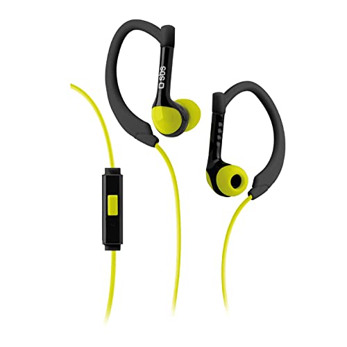 SBS Kabelgebundene In-Ear-Kopfhörer Runway Sport Stereo mit Ohrstöpseln, Mikrofon und Antworttaste, Segeltuchtasche, gelb und schwarz, Einheitsgröße von SBS