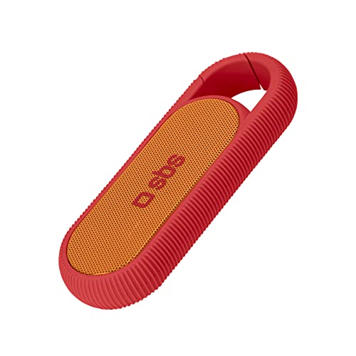 SBS Kompakter kabelloser Lautsprecher, 2 W, 300 mAh Akku und Gürtelhaken, inklusive USB-Ladekabel, Rot von SBS