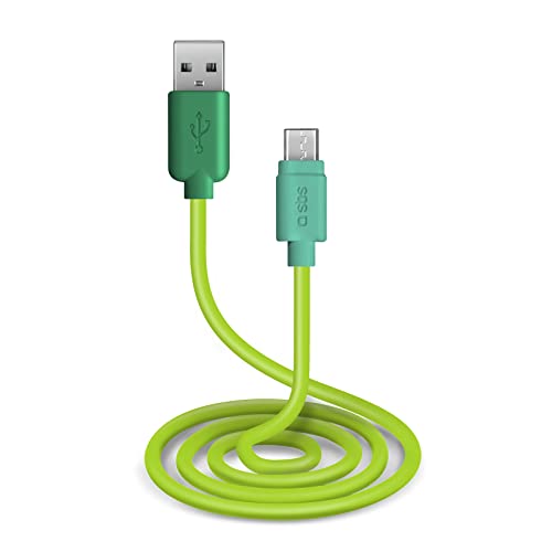 SBS Lade- und Datenkabel mit USB-Anschlüssen 2.0 und Micro-USB-Anschlüssen, Länge 1 m, Grün von SBS