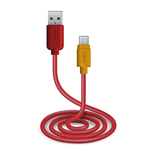 SBS Lade- und Datenkabel mit USB-Anschlüssen 2.0 und Micro-USB-Anschlüssen, Länge 1 m, Rot von SBS