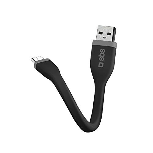 SBS Micro USB Kabel 12 cm - Mini Ladekabel mit USB & Micro USB Anschluss - Ideal für Handy Samsung Galaxy S10E, S10+, S10, S9, S8, S7, S6, Note 10, Note 10+, Huawei Mate 20, 20X, 20 Pro, P30, P30 Pro von SBS