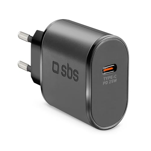 SBS 25 W USB-C-Netzteil, Power Delivery (PD), Schnellladung, kompakt, Ladegerät für iPhone, iPad, Airpods, Samsung, Pixel, Tablet, Smartphone, Schwarz von SBS